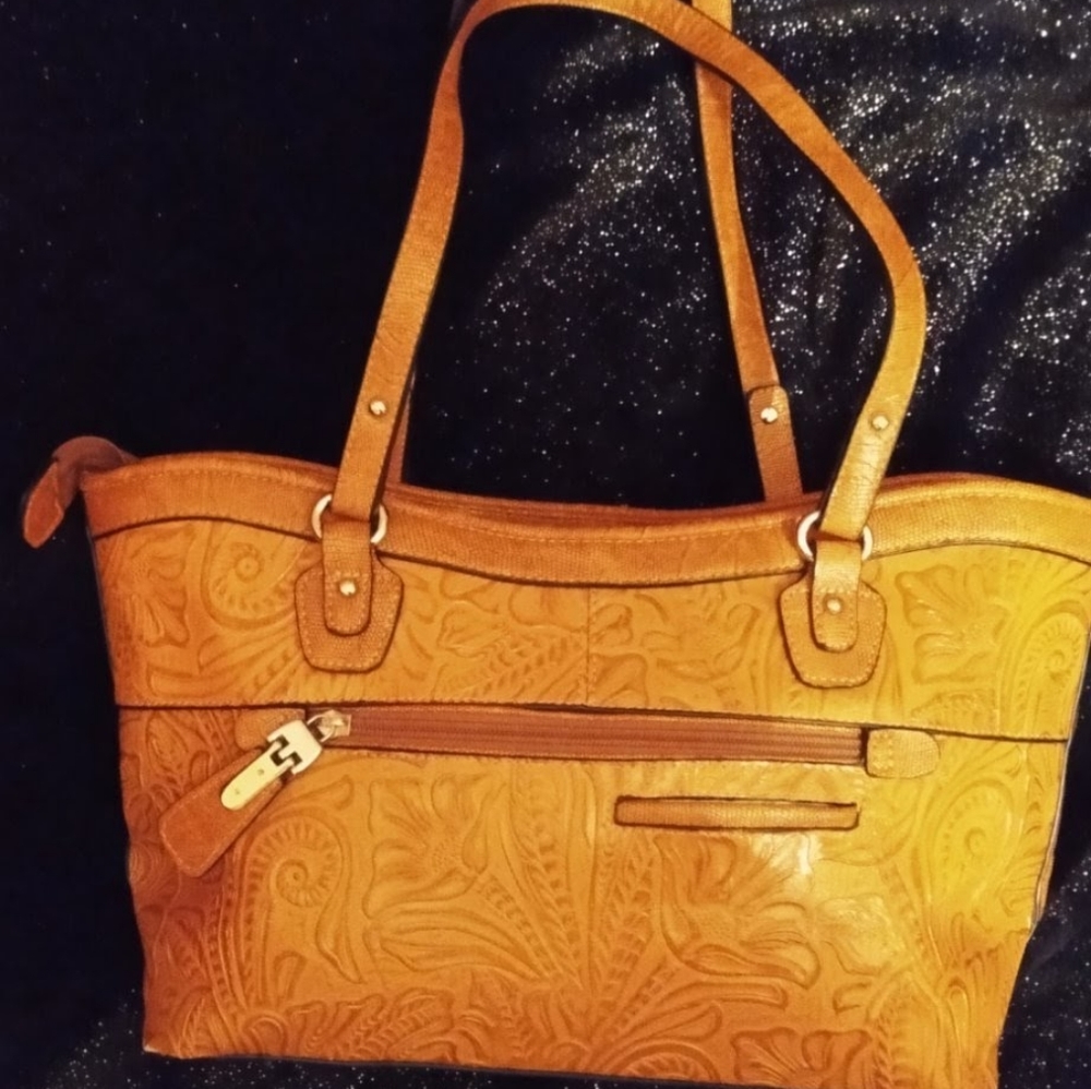 MC  Floral Embossed Leather Bag